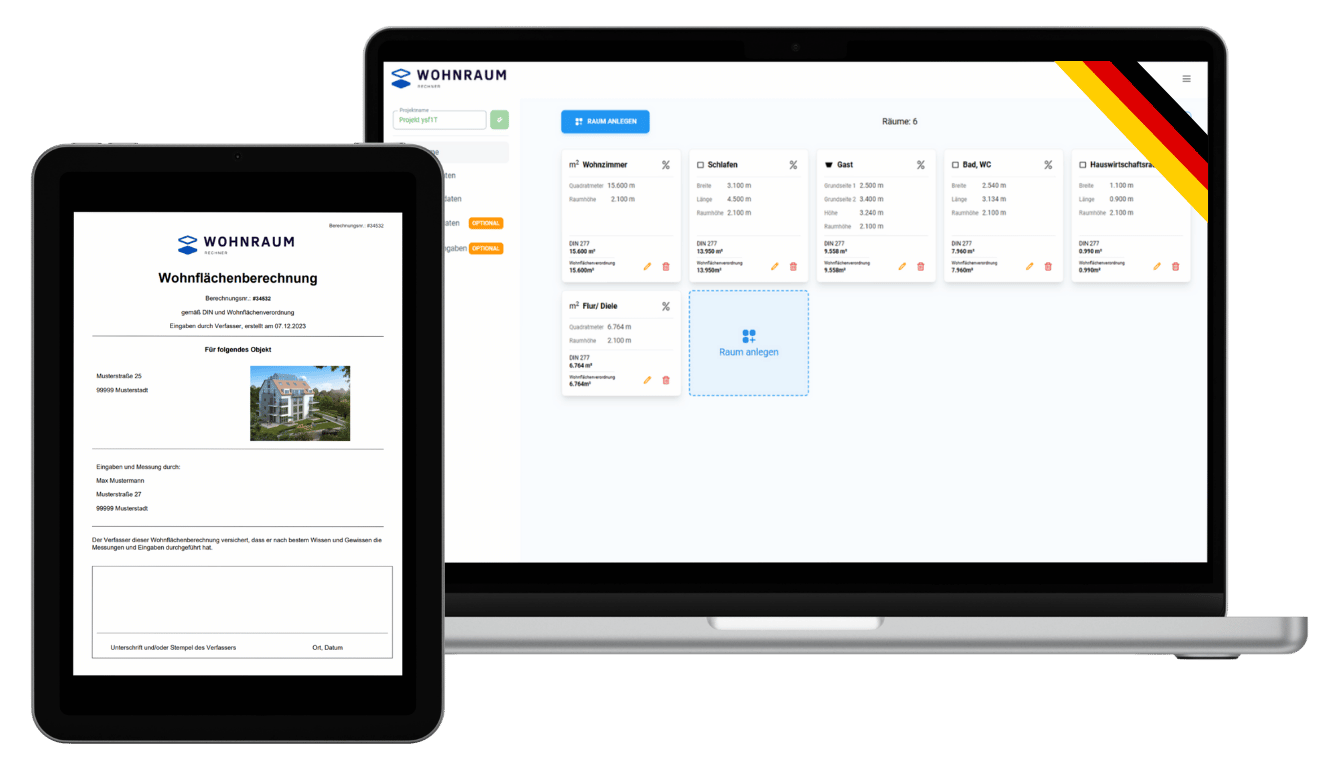 Wohnflächenberechnung Online - wohnraum-rechner.de